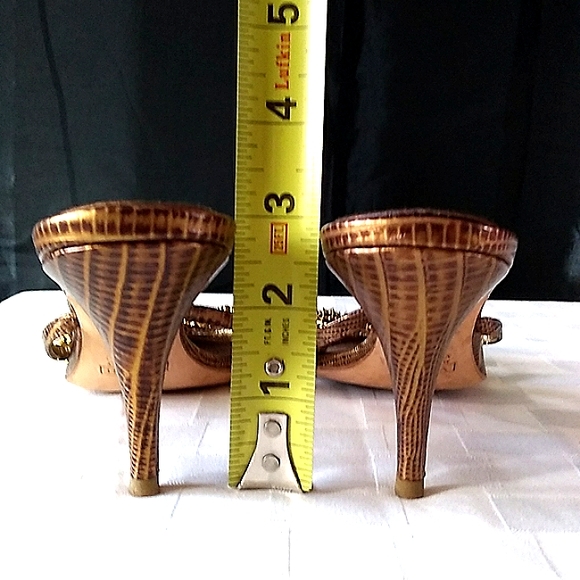 RARE Giuseppe Zanotti Topaz Jeweled Metallic Leather Kitten Heel Sandals VINTAGE - Picture 9 of 16